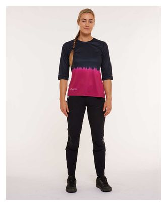 Maillot Manches 3/4 Femme Dharco Noir/Rose