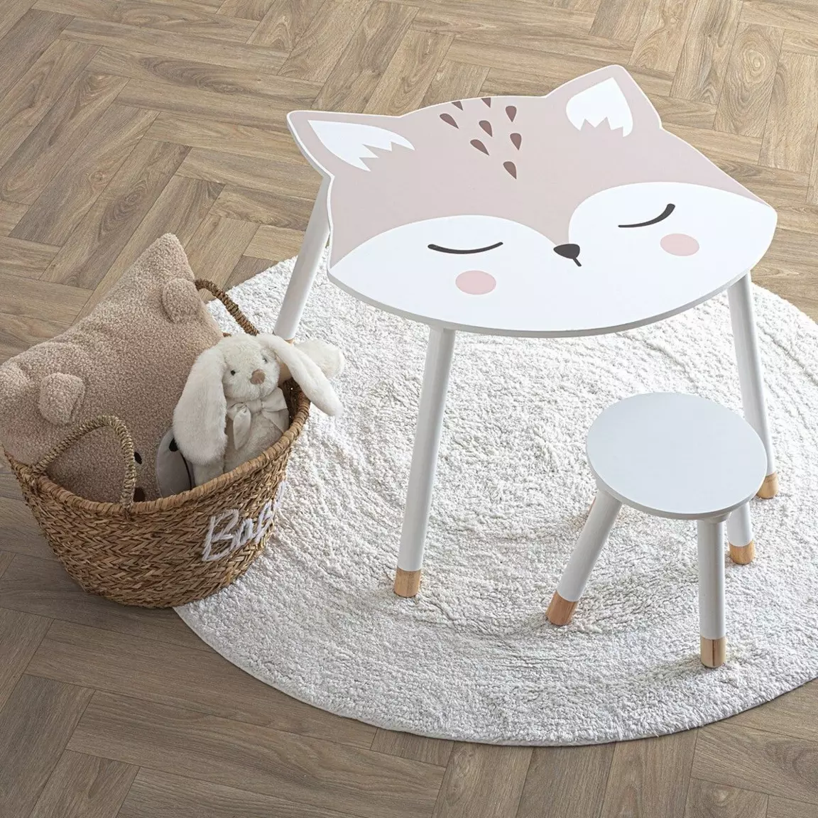 Table enfant bois (H43 cm) Douceur Renard Blanche