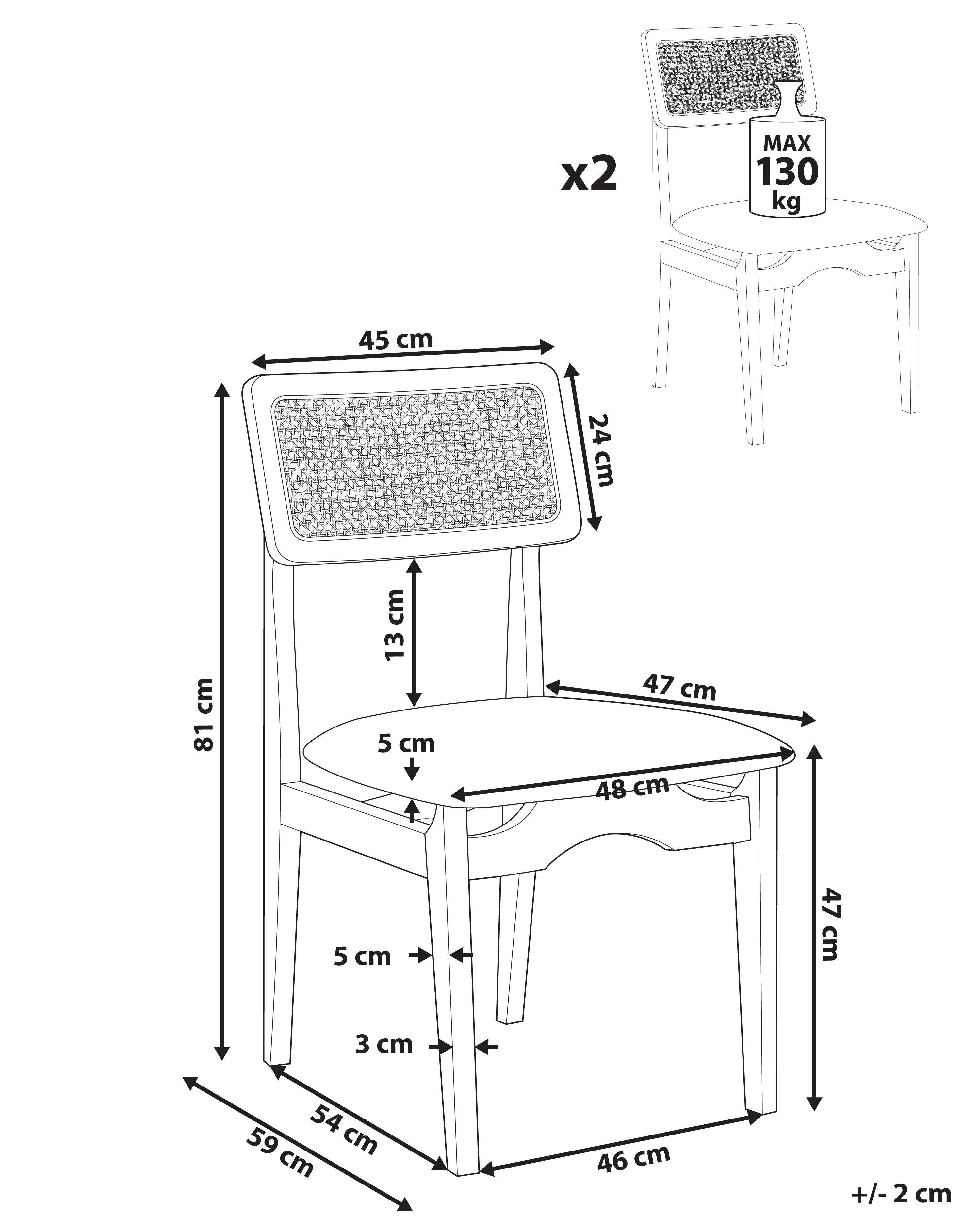 Set van 2 eetkamerstoelen RUBONIA Hout Zwart