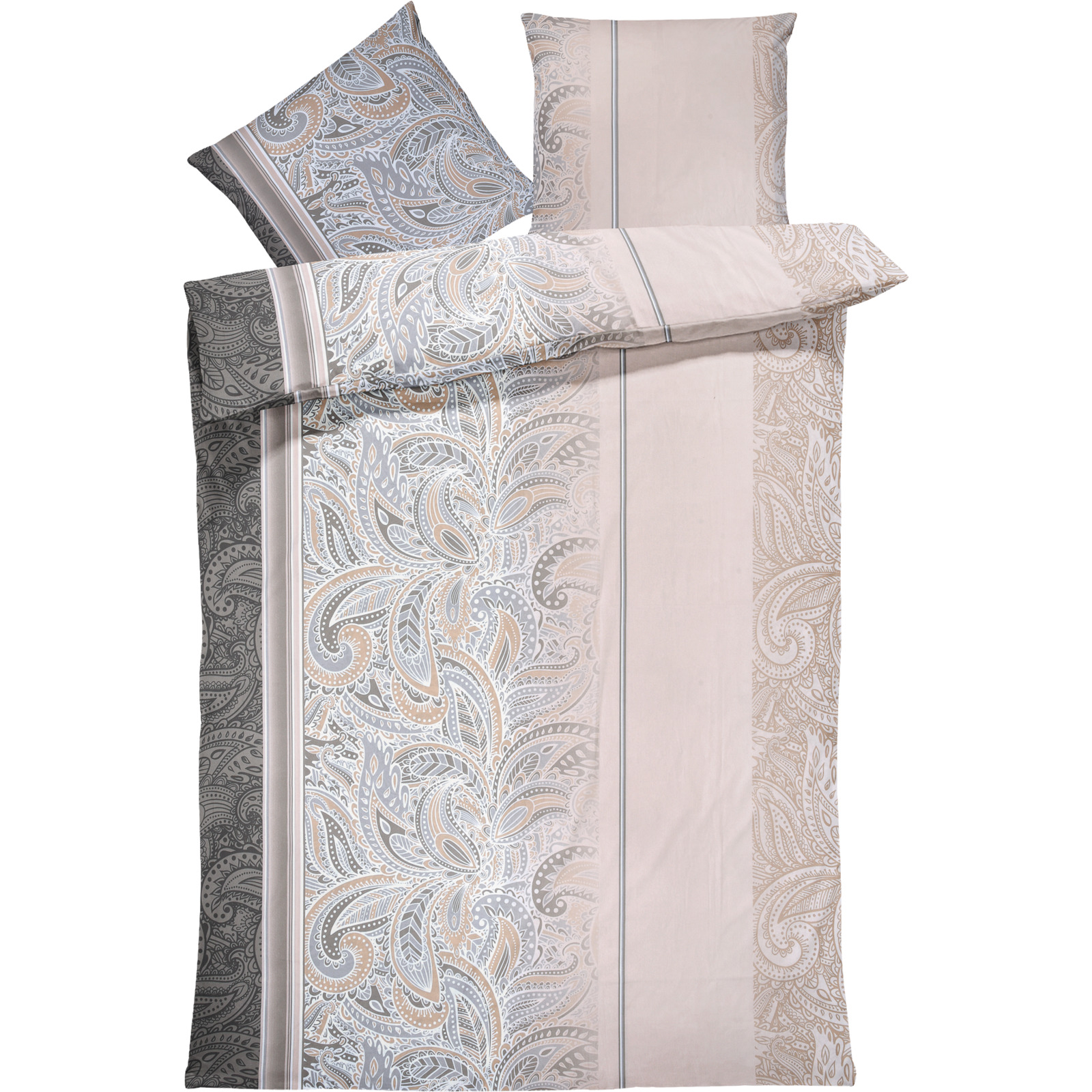 Bettwäsche beige mit Ornament 160x210 65x100 Bettanzug Nord