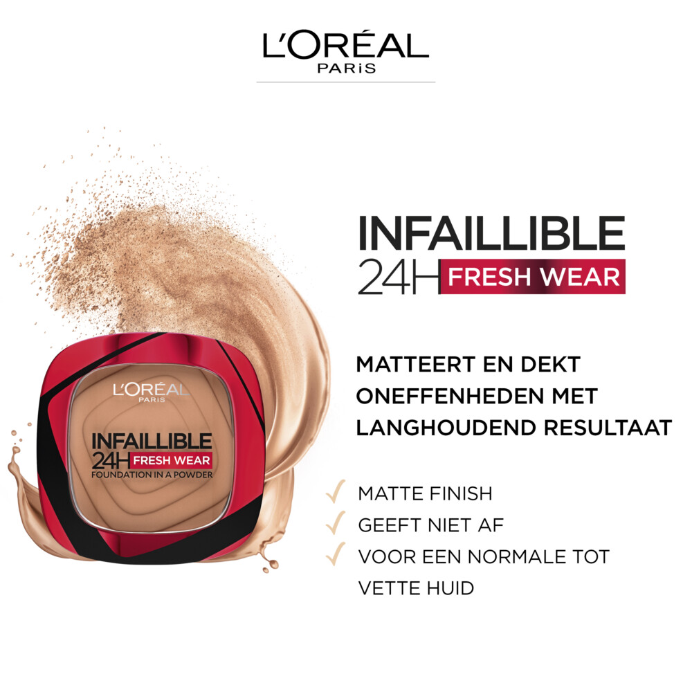 L'Oréal Infaillible 24H Fresh Wear Foundation Poeder 375 Deep Amber