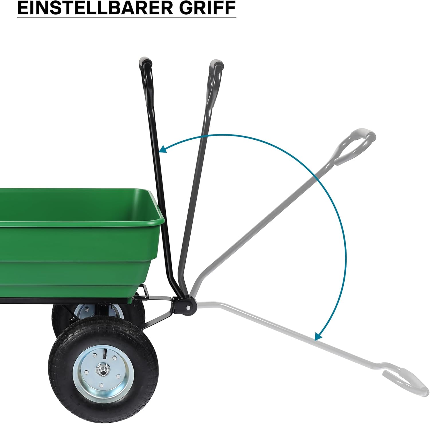 Wiltec Gartenwagen mit Kippfunktion bis 350 kg, Handwagen mit 125 l Volumen, Bollerwagen für Gartenarbeit, Handkarren für u. a. Rasen, Kies, Schlamm