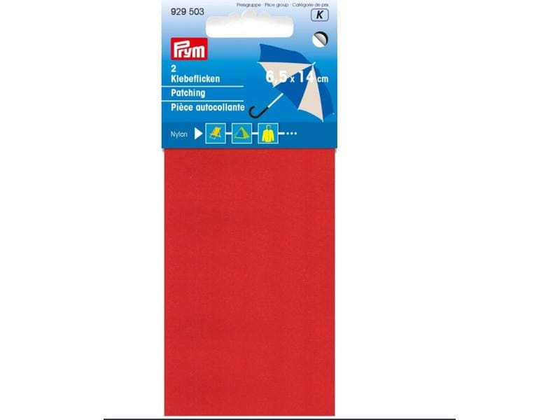 Prym Flickstoff 6.5 x 14 cm Nylon, Rot Selbstklebende Nylon-Flicken