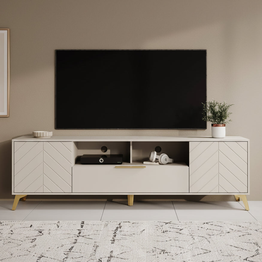 Xiano - TV-Meubel met 2 deuren - Beige - 204x40x60 cm