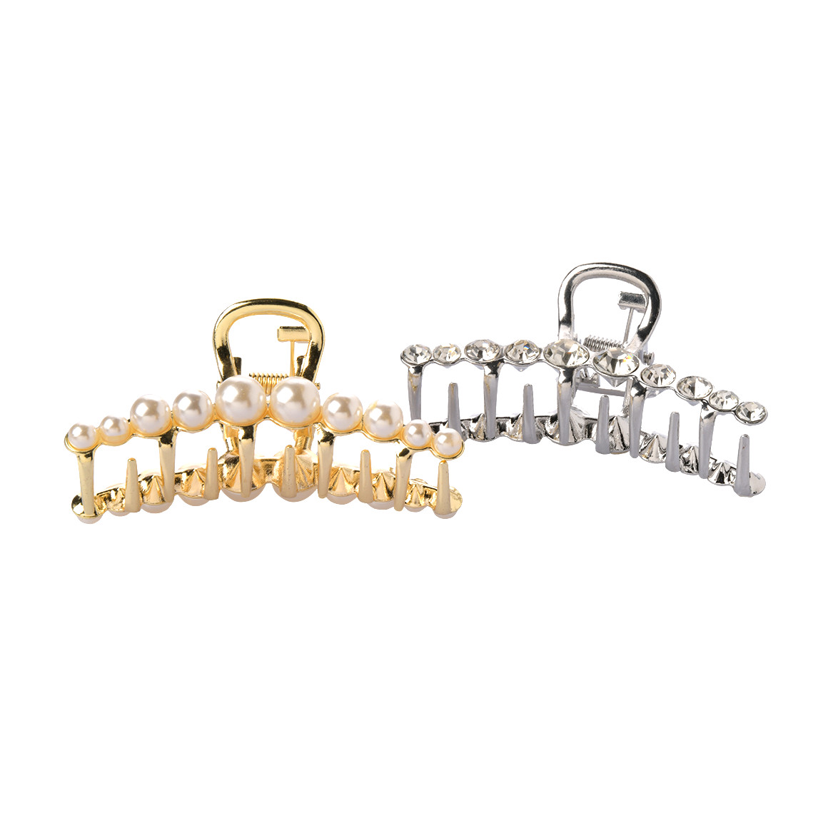 2 Haarklammern aus Metall gold / silber