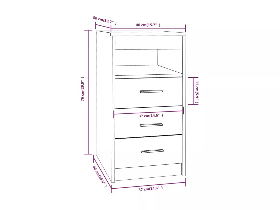 Armoire à tiroirs Chêne marron 40x50x76 cm Bois d'ingénierie