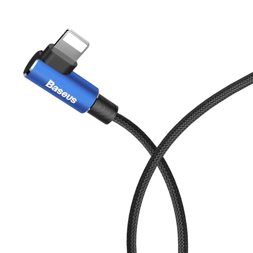 (2m) Elbow Type Lightning Gaming USB 90 Grad Winkel Ladekabel Datenkabel - Blau / Schwarz
