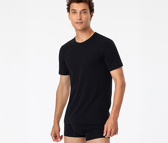 2 SCHIESSER T-Shirts mit Bio-Baumwolle, schwarz