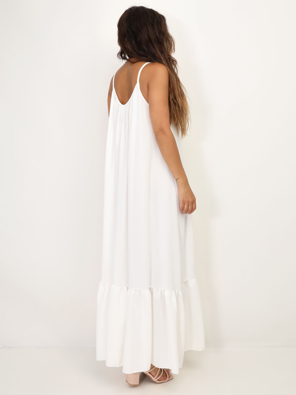 Robe fluide à bas évasé et volonté- Blanc