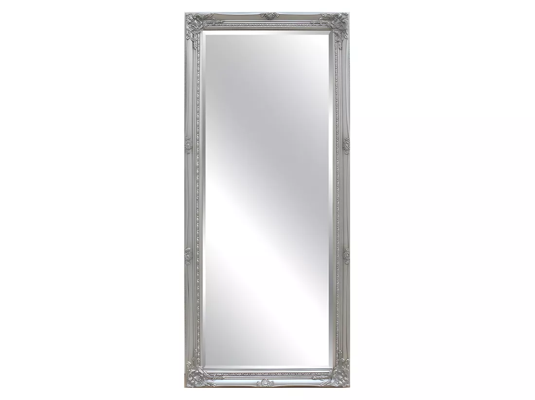 Miroir en bois d'eucalyptus avec moulures - L. 60 x H. 140 cm - Argenté - ELVIRE