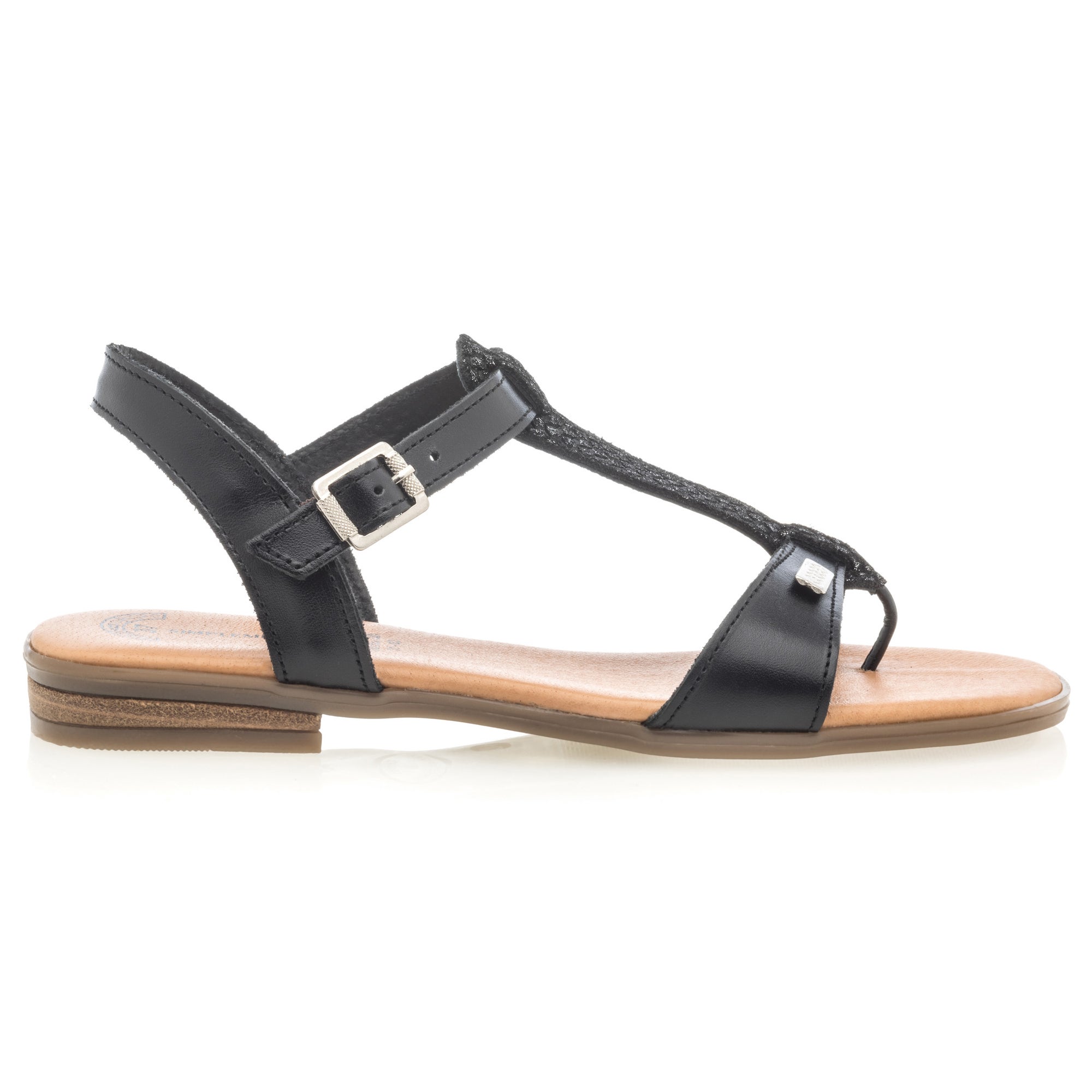 Nu-pieds Femme en cuir noir