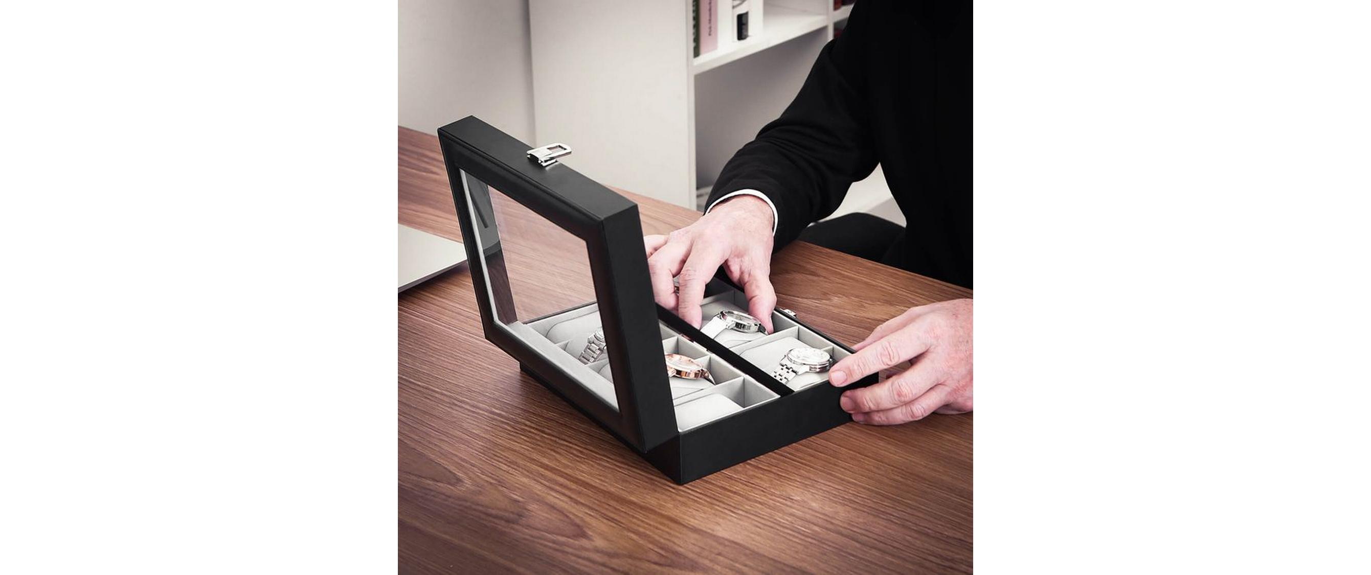 Uhrenbox Schwarz, 25 cm/25.4 cmUhrenschatulle