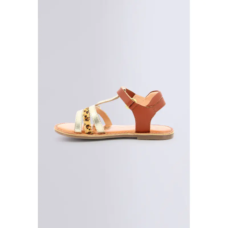 DIAMANTO OR CAMEL LEOPARD SANDALES Cuir Fille
