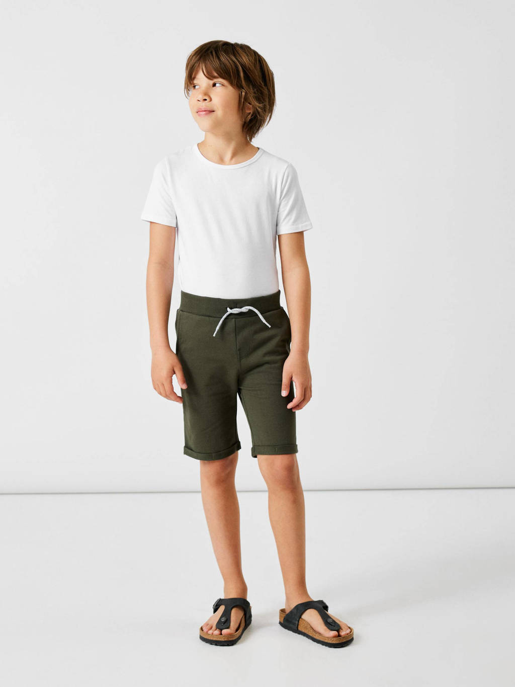 NAME IT regular fit sweatshort NKMVERMO donkergroen