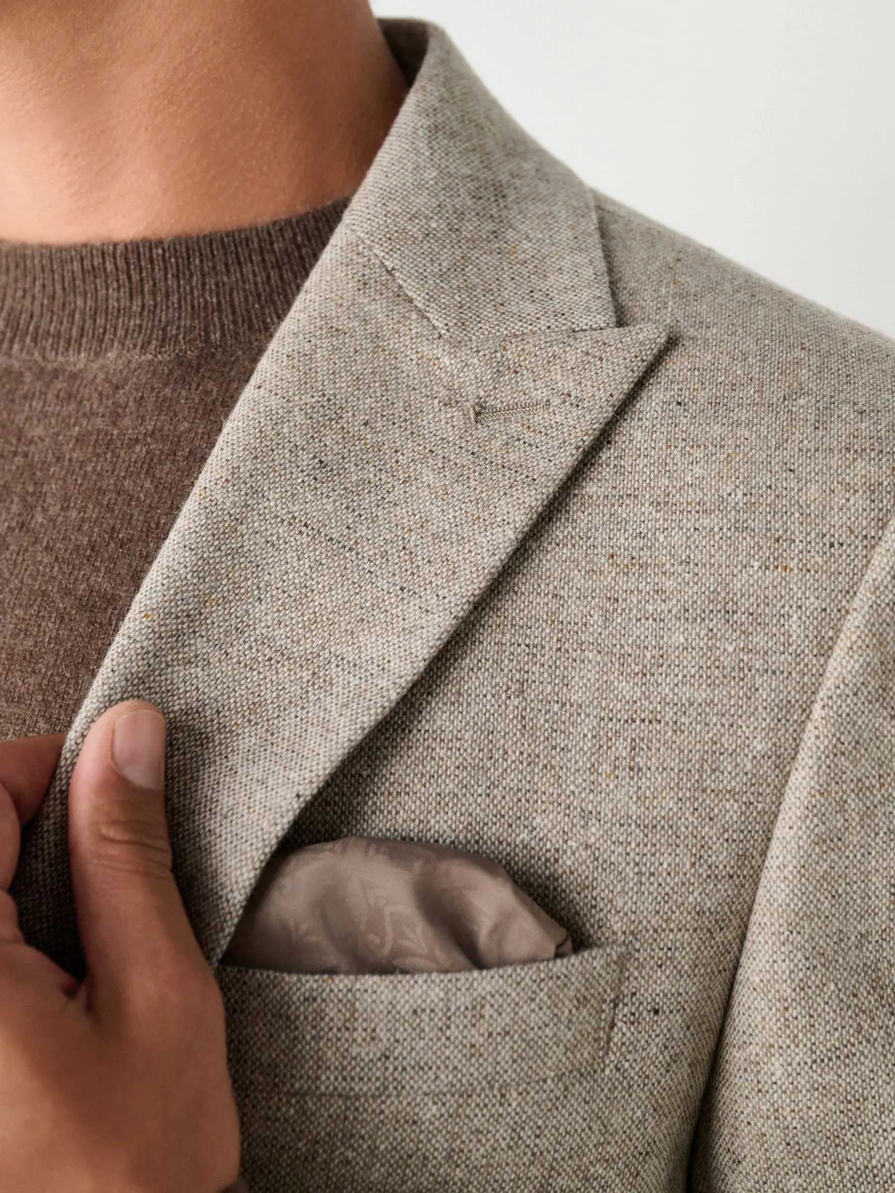 Pastelgeel - Slim Fit Wool Blend Donegal Suit Jacket