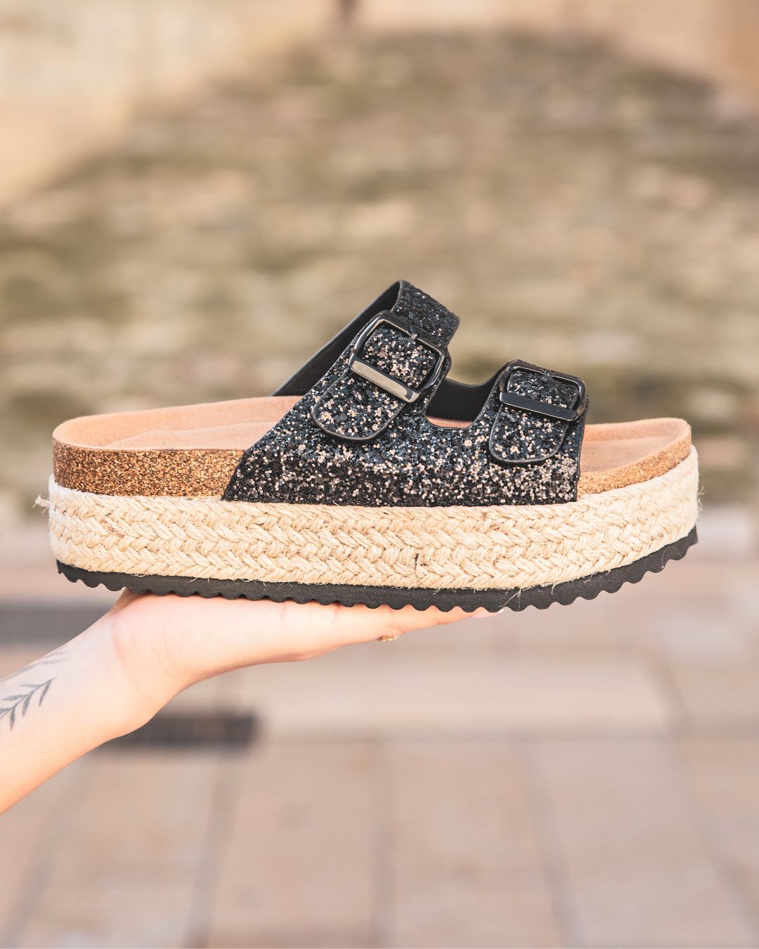 Sandale femme plateforme mule noires - Bétina
