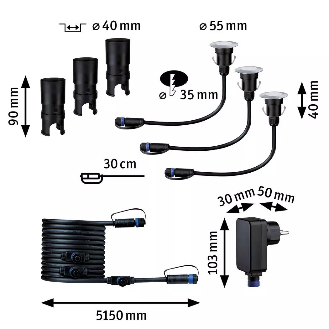 LED-Bodeneinbauleuchte Plug&Shine