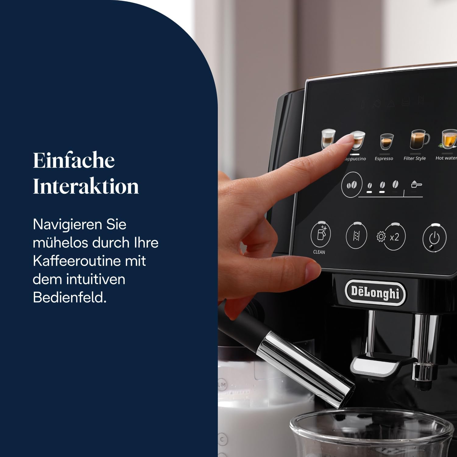 De'Longhi Magnifica Start - Perfetto Kaffeevollautomat mit LatteCrema-Milchaufschäumer, 4 One-Touch-Getränke, Cappuccino, Espresso Kaffeemaschine, Soft-Touch-Bedienfeld, Schwarz (ECAM220.91.B)
