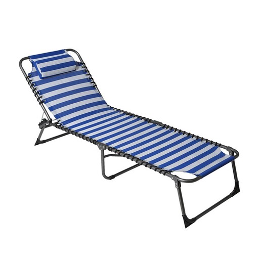 Espreguiçadeira de 190x60x28 cm, nylon de dupla camada, textilene de qualidade náutica, com almofada.