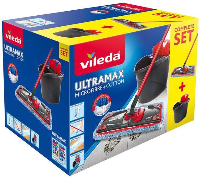 Vileda Ultramax Micro/Cotton Tegelvloerset - Compleet met Emmer en Mop