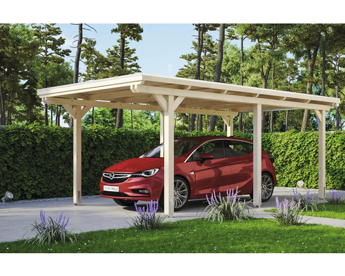 Enkele carport SKAN HOLZ Emsland 354x604 cm met natuurlijk aluminium dak