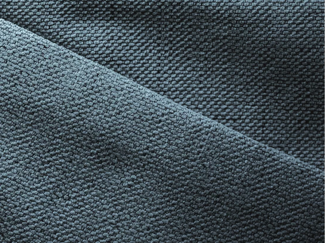 Canapé d'angle panoramique convertible en tissu texturé - bleu clair - KIMO