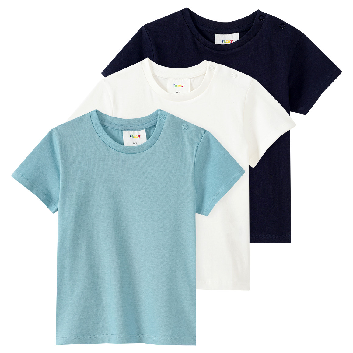 Famy 3 Baby T-Shirts im Basic-Look salbei / weiss / dunkelblau