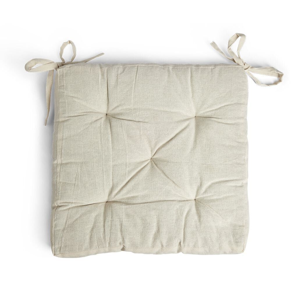 Galette de chaise matelassée en coton beige 40x40cm