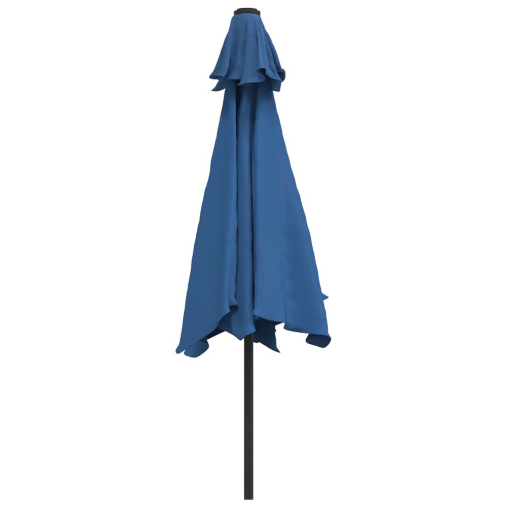 Parasol d'extérieur avec led et mât en acier 300 cm bleu