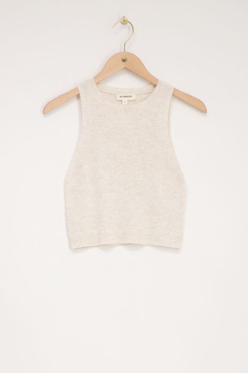 Beige tanktop met rib