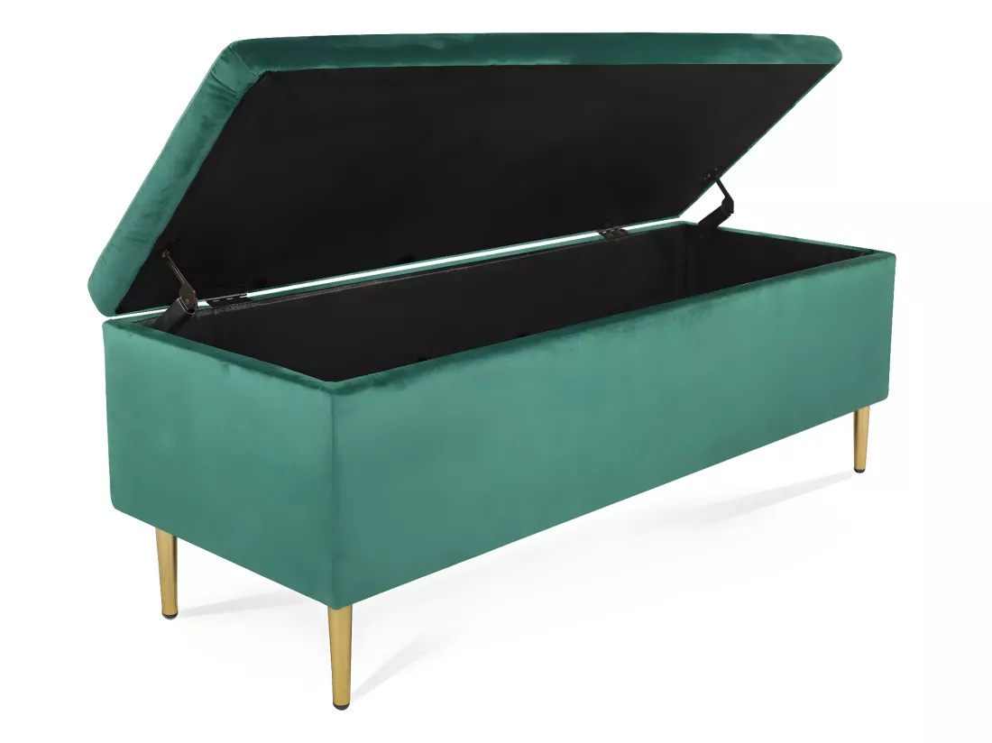 Banquette Coffre Iris velours Vert pieds or