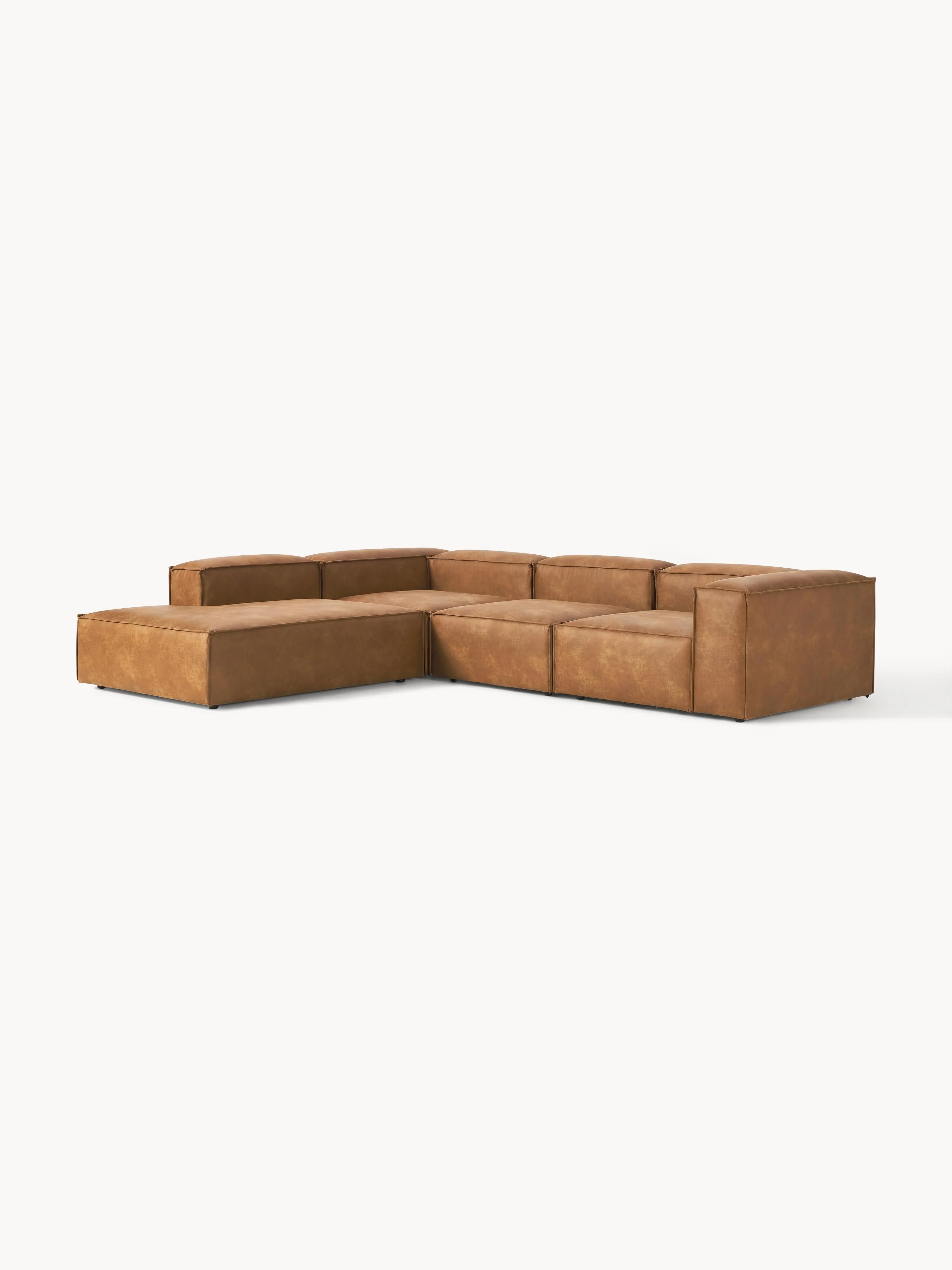 XL modulaire hoekbank Lennon van gerecycled leer (4-zits)
