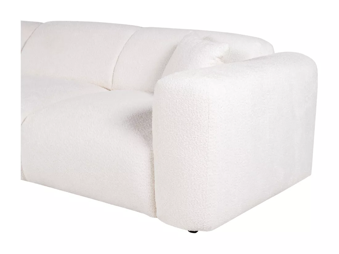 Grand canapé d'angle gauche en tissu bouclette blanc POGNI de Maison Céphy