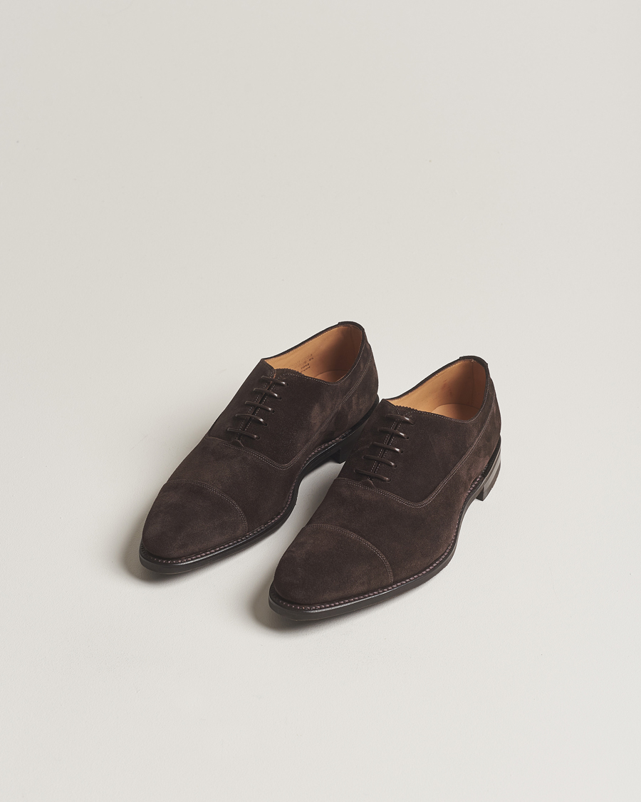 Loake 1880 Truman Suede Oxford Toe Cap Dark Brown