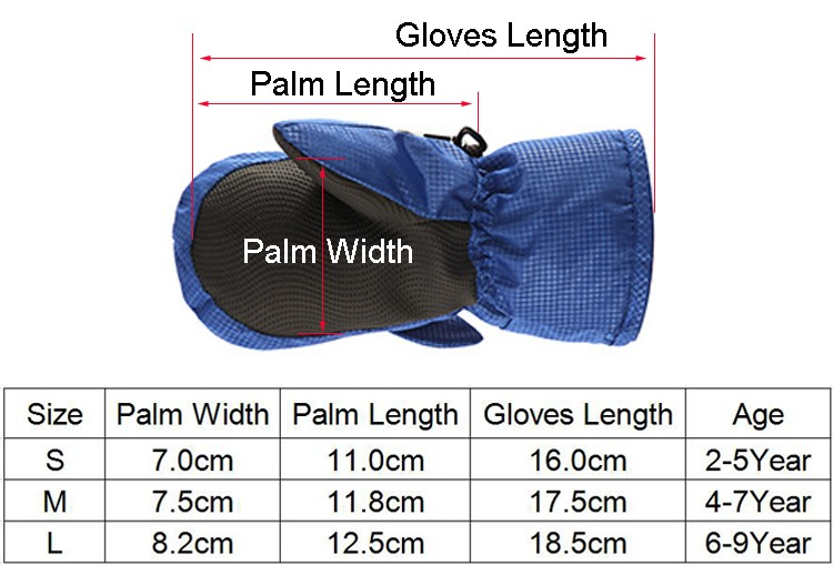 (1 Paar) Gr. S Kinder Outdoor Handschuhe Winter Ski Fäustlinge - Blau