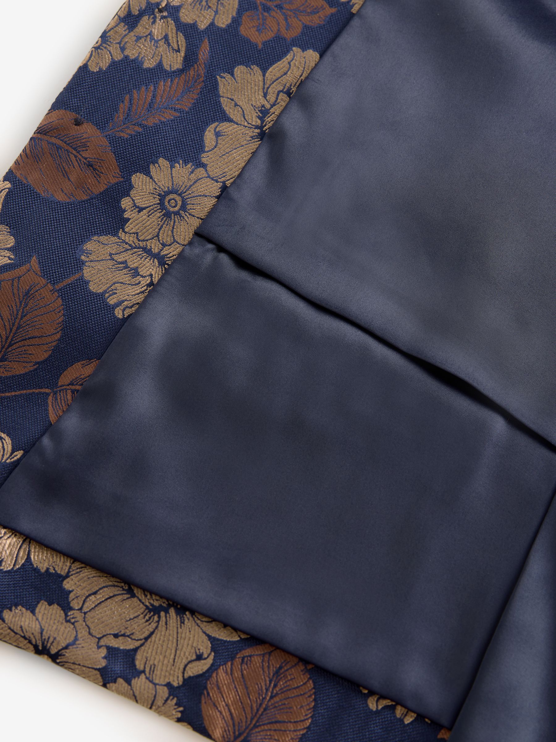 Marineblauw/goud gebloemd - Regular fit gilet voor speciale gelegenheden