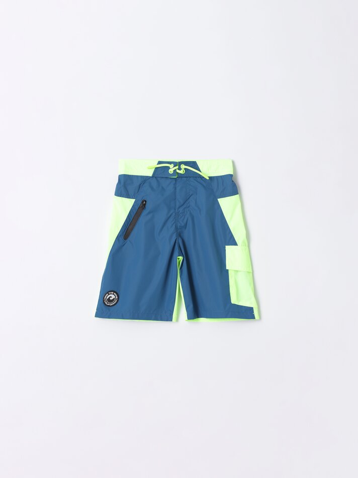 Maiô de surfista com blocos de cores - Verde Pato