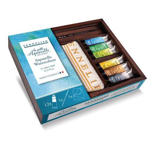 SENNELIER „La Petite Aquarelle“ Aquarellfarben-Set, Holzkasten mit 12 Tuben