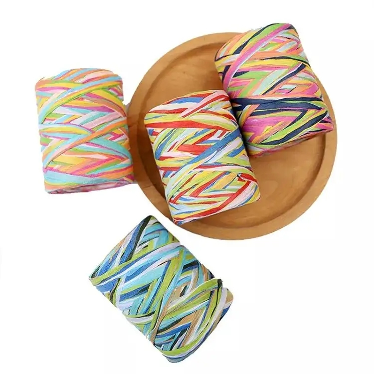 (80m) Raffia Bast Geschenkband 6-farbiges Bastel Deko Band - Style 1
