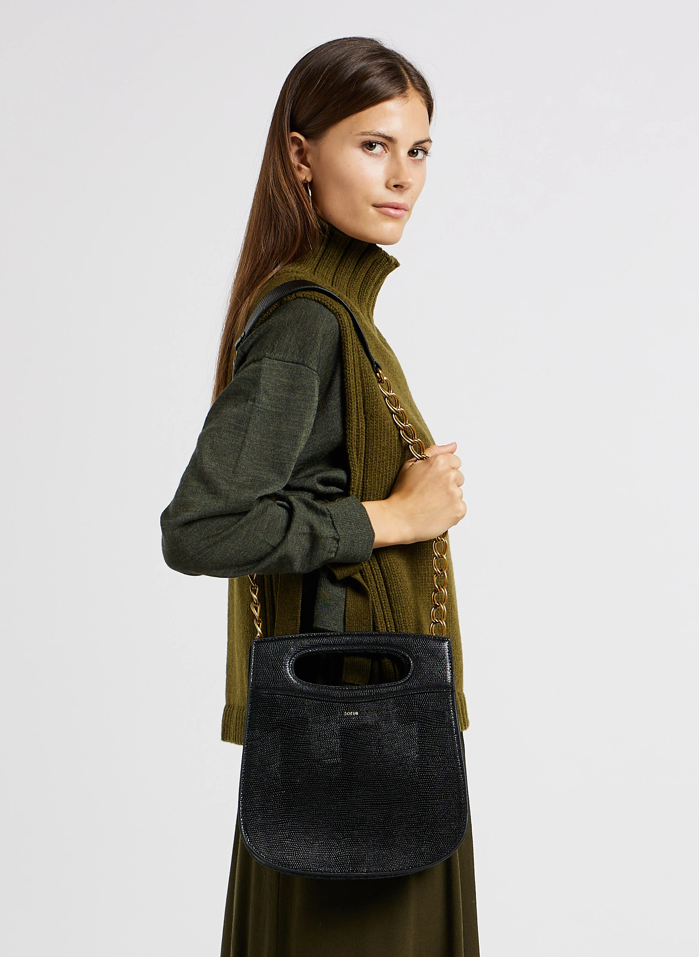 CHERI - Sac bandoulière en cuir| Noir