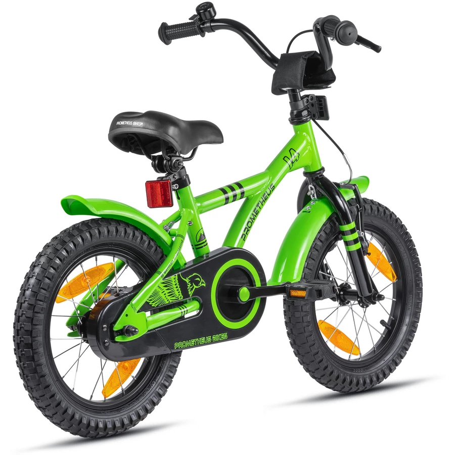 PROMETHEUS BICYCLES® HAWK Kinderfahrrad 14 , Grün-Schwarz mit Stützrädern