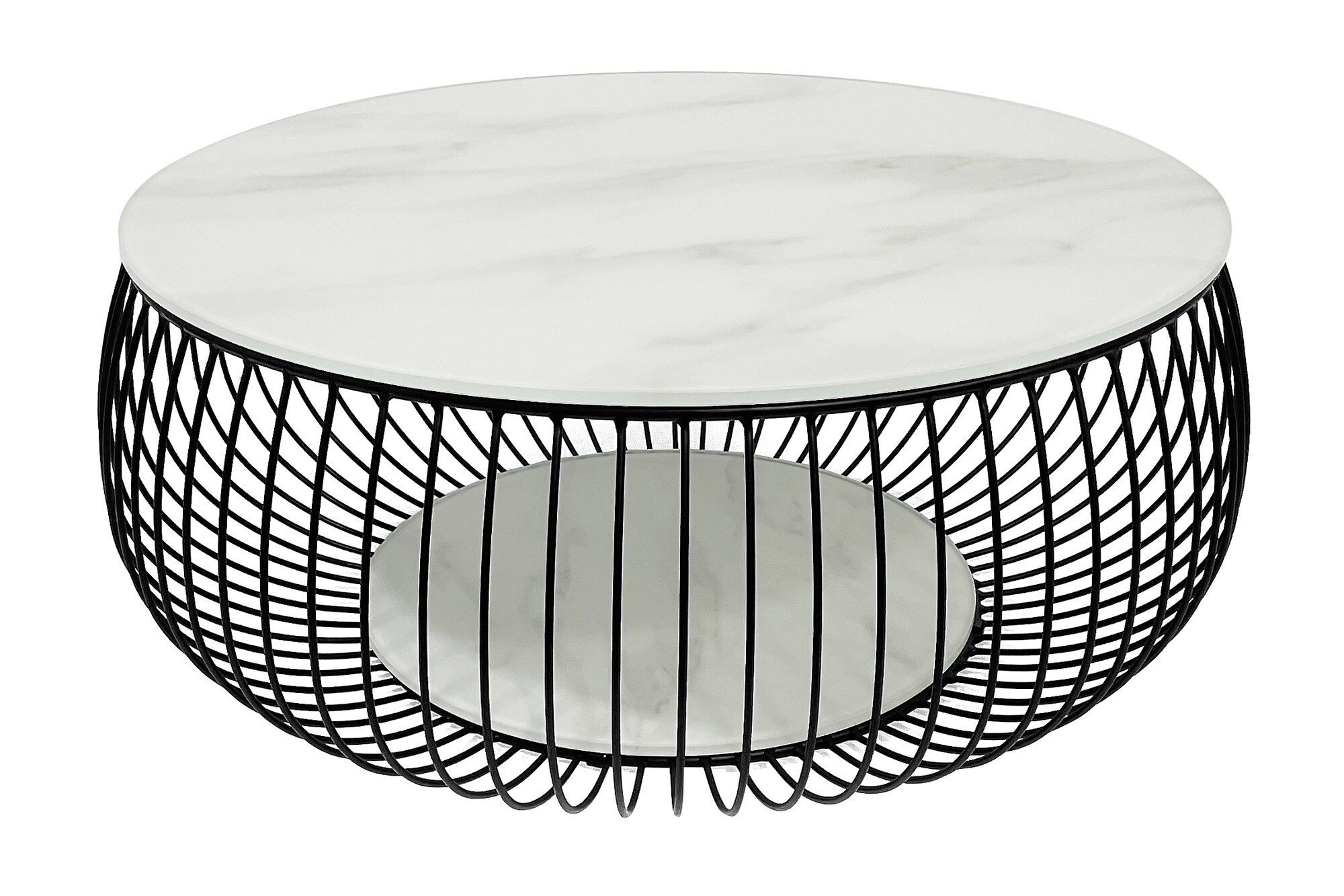 Couchtisch Ø 80cm schwarz weiss Glastisch Beistelltisch Sofatisch Wohnzimmertisch