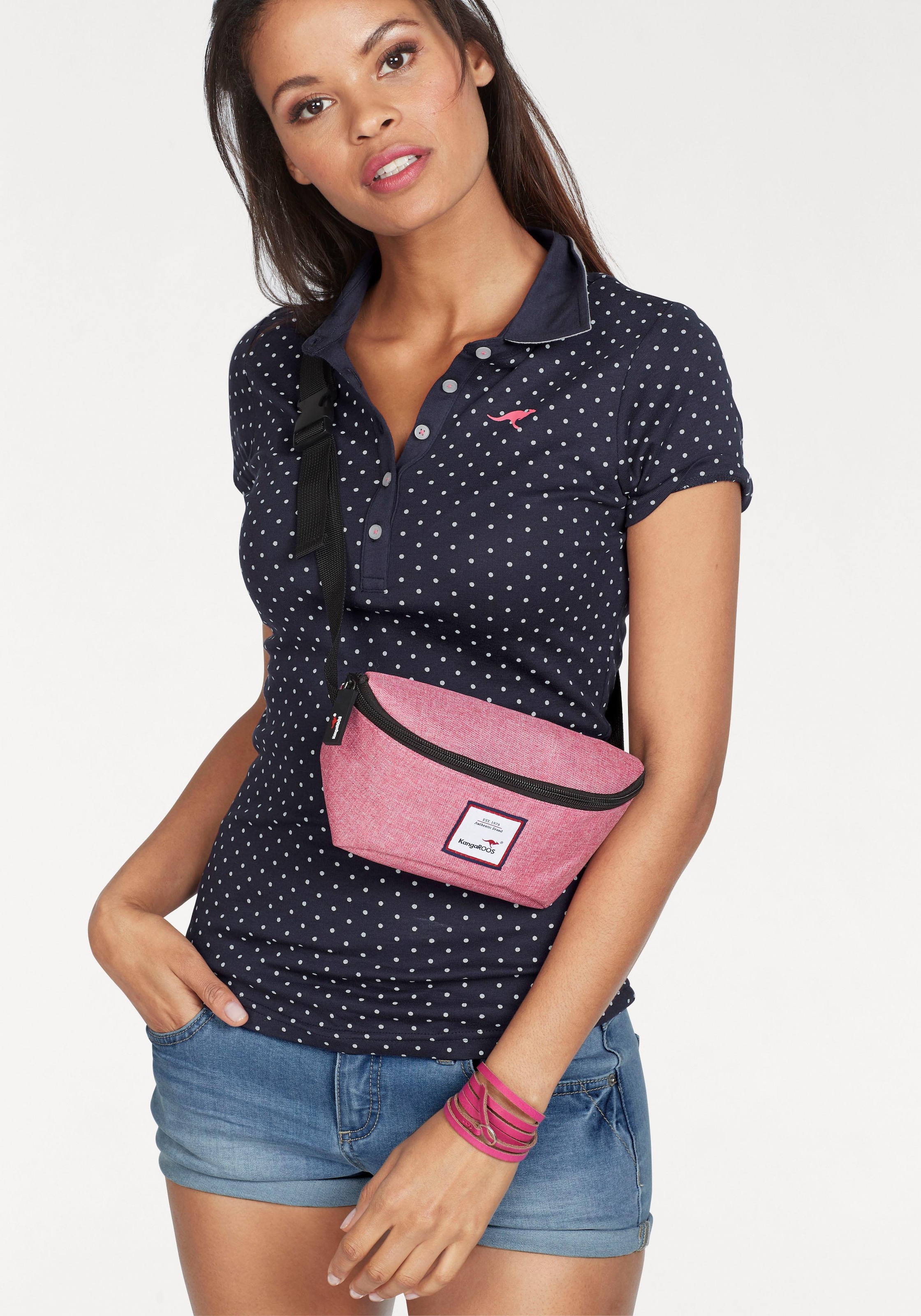 KangaROOS Poloshirt , figurbetonter Schnitt,  bedrucktes Punkte-Motiv,  Hemdblusenkragen