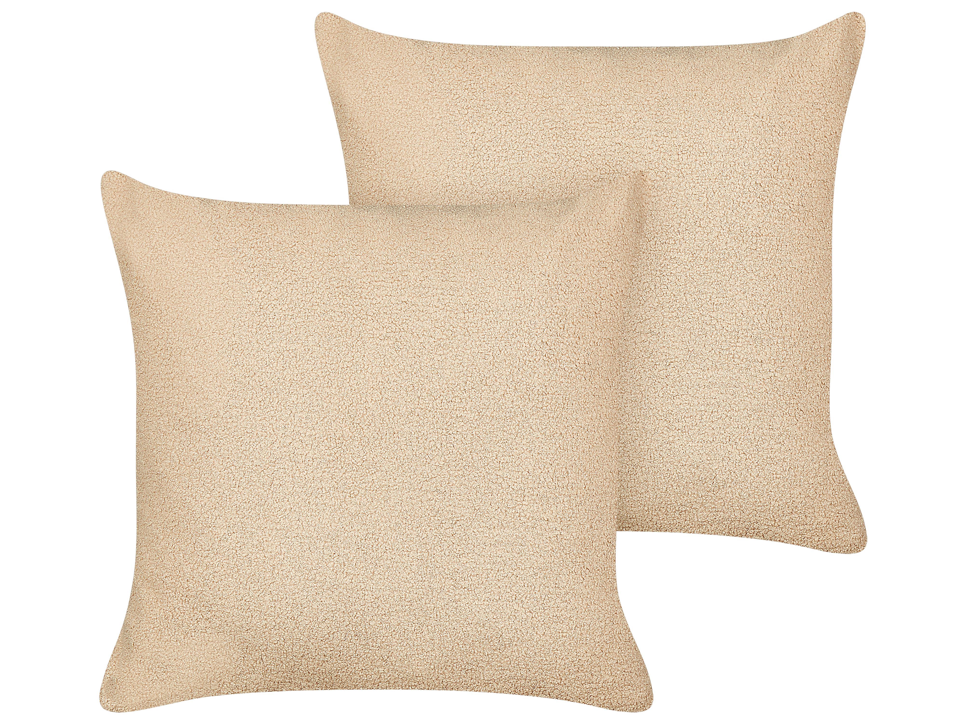 Set van 2 sierkussens LEUZEA Bouclé 60 x 60 cm Zandbeige effen