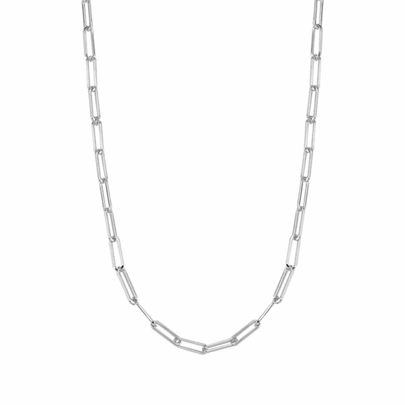 Collier Chaine Argent Rhodié Maille Longue Moderne
