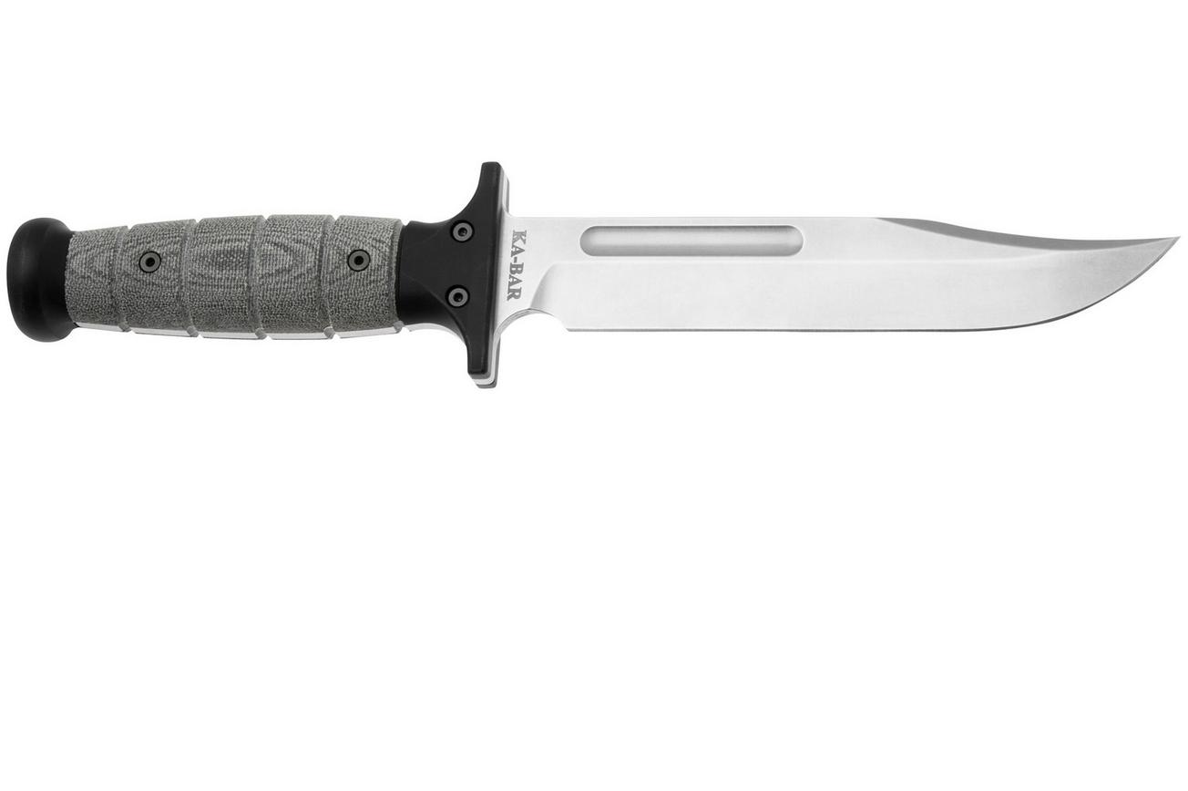 Rick Hinderer KA-BAR Stonewashed 3V, Black Micarta, vaststaand mes