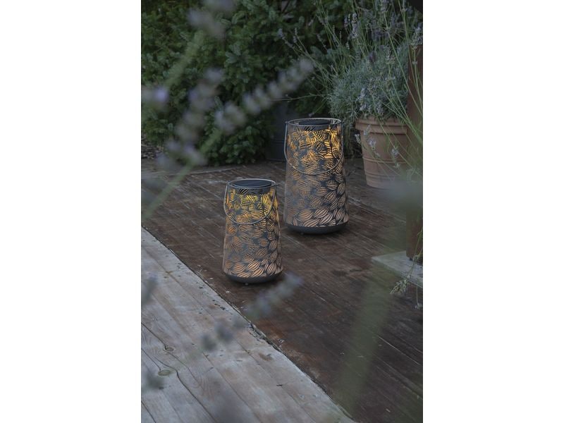 STT Solar Antic Lantern Flora Grey/Anthrazit Dekolicht zum Aufstellen oder Aufhängen