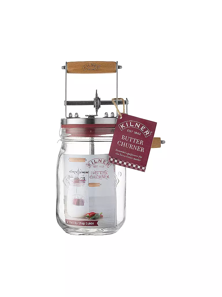 KILNER Butterfass mit Kurbel 1l Glas/Edelstahl transparent