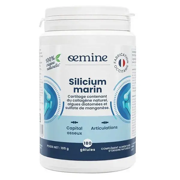 Oemine Marine Silicon Collagen e Cálcio para a Saúde Óssea e Articular - 180 cápsulas