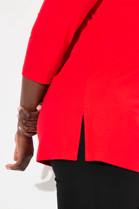 Shirt, tiefer Rundhalsausschnitt, 3/4 Arm, salsa